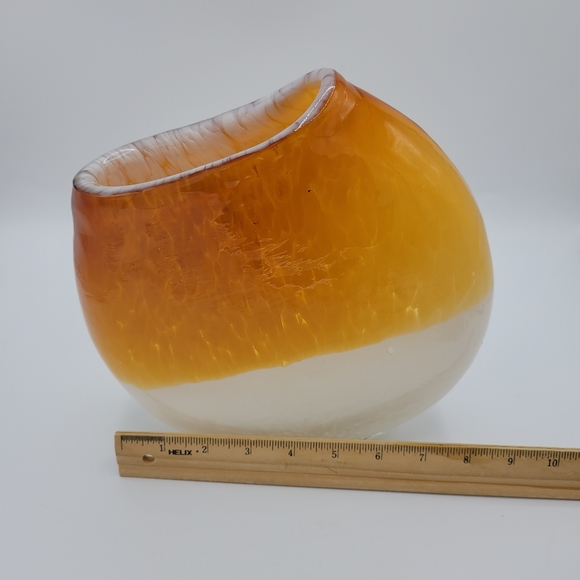 Art Glass Slanted Candy Corn Color Halloween Vase - Picture 6 of 8